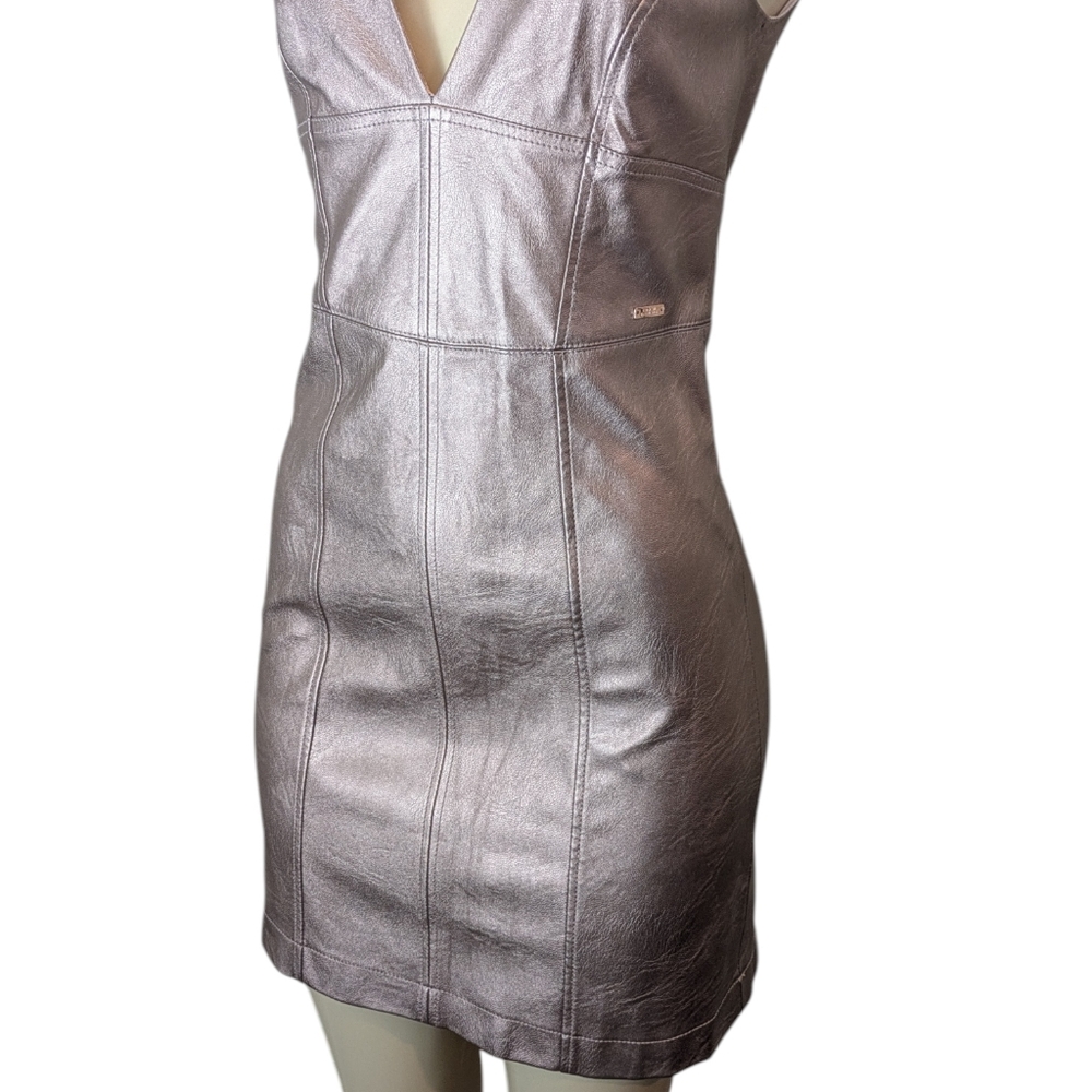 A/X Armani Exchange Metallic Pink Faux Leather Mini Dress Women's Size 2 - Picture 6 of 16